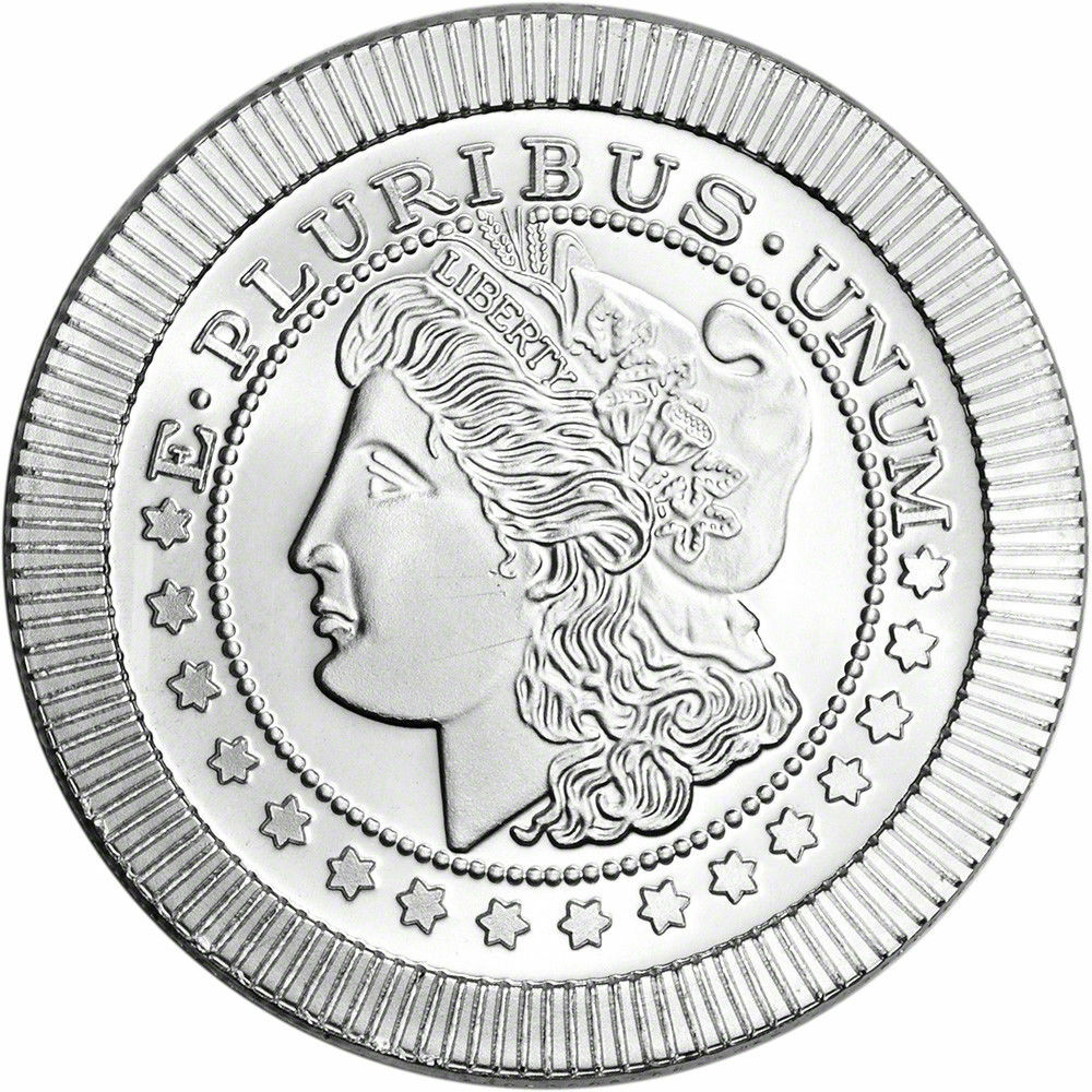 Lot of 5   1 oz. Stackable Morgan Design .999 Silver rounds, BU