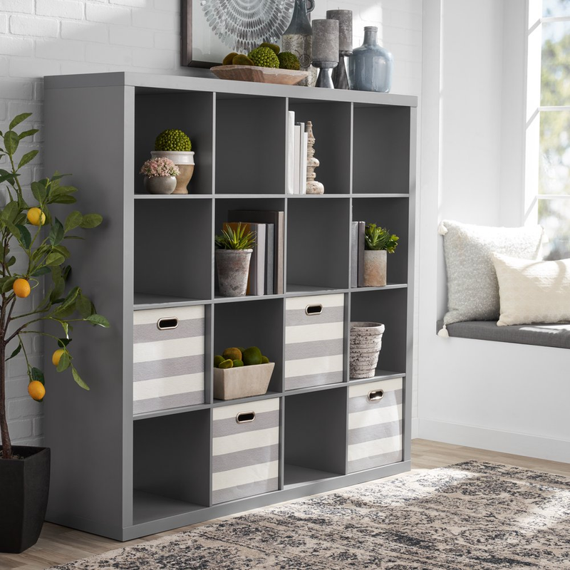Cube Bookshelf Geometric Bookcase Square Cubby Storage Organ