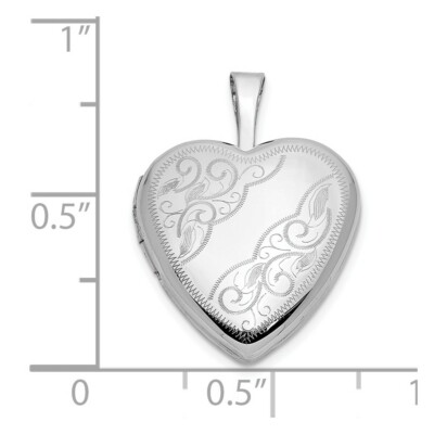Pre-owned Superdealsforeverything Real 14kt White Gold 16mm Floral Heart Locket