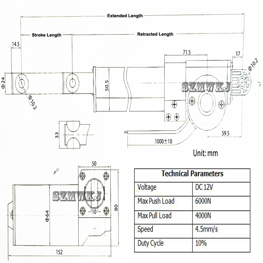 4"-18" DC 12V Linear Actuator 1320LBS/6000N for Auto Car Lift Heavy Duty Medical