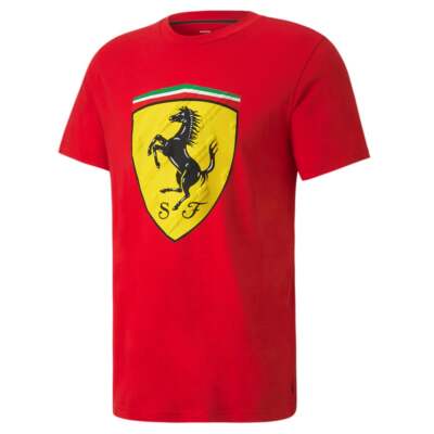 

Мужская красная футболка с коротким рукавом Puma Scuderia Ferrari Race Shield с круглым вырезом и коротким рукавом, Красный, Puma Scuderia Ferrari Race Shield Crew Neck Short Sleeve T-Shirt