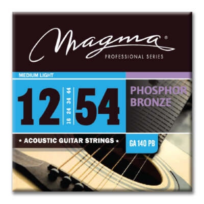 Magma Acoustic Guitar Strings Medium Gauge Phosphor Bronze Set, .012 - .054