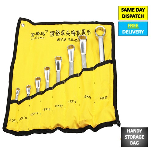 8pc Ring Offset Spanner Set Wrench 6-32mm Garage Tool Metric Deep Double 23-46