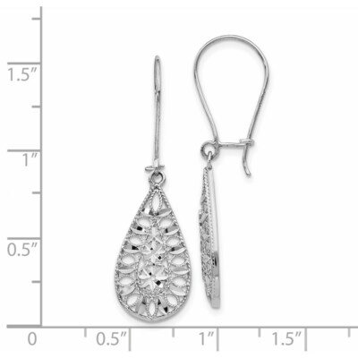 Pre-owned Superdealsforeverything Real 14kt White Gold Diamond Cut Dangle Earrings