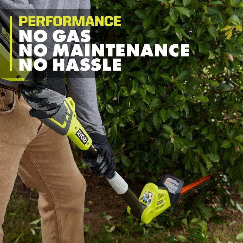 Ryobi Pole Hedge Trimmer with 2.0 Ah Battery and Charger 40V 18 In. Cordless