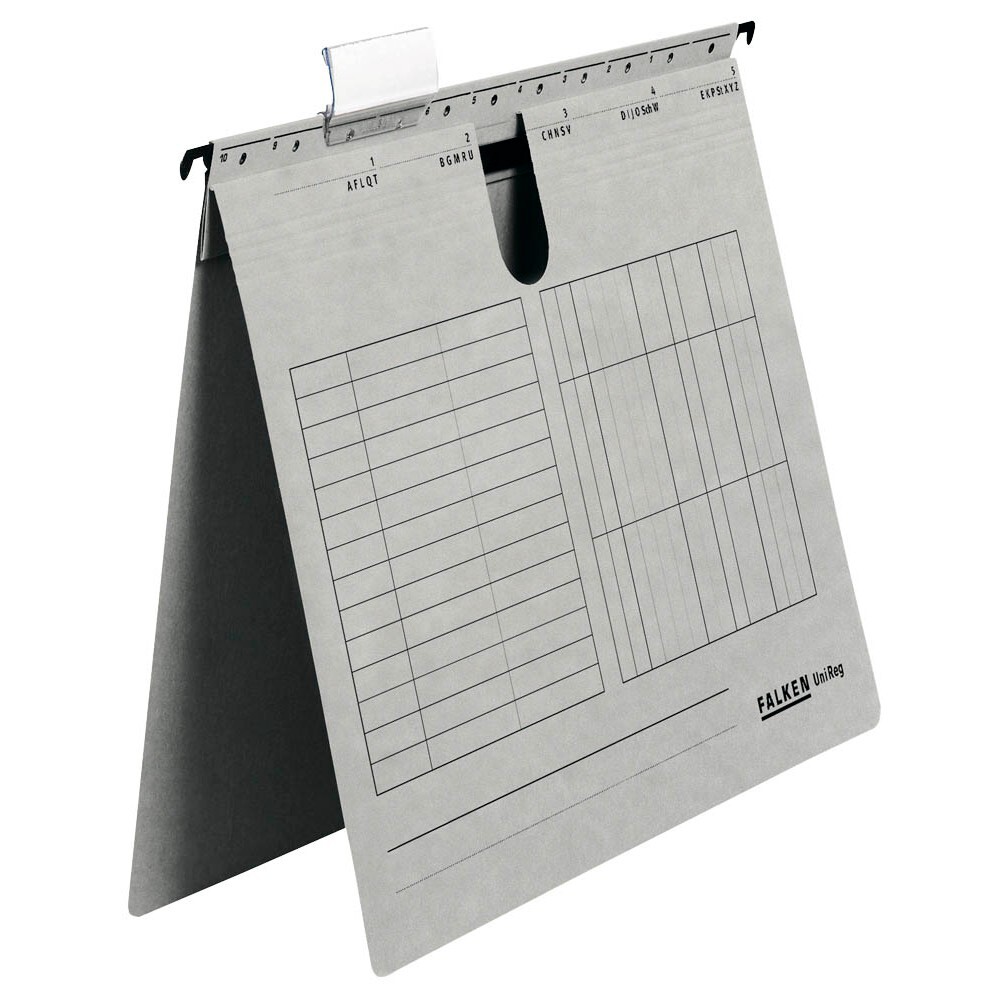50 Hängehefter Falken UNIREG in Grau Kraftkarton kaufm. Heftung DIN A4 + Reiter