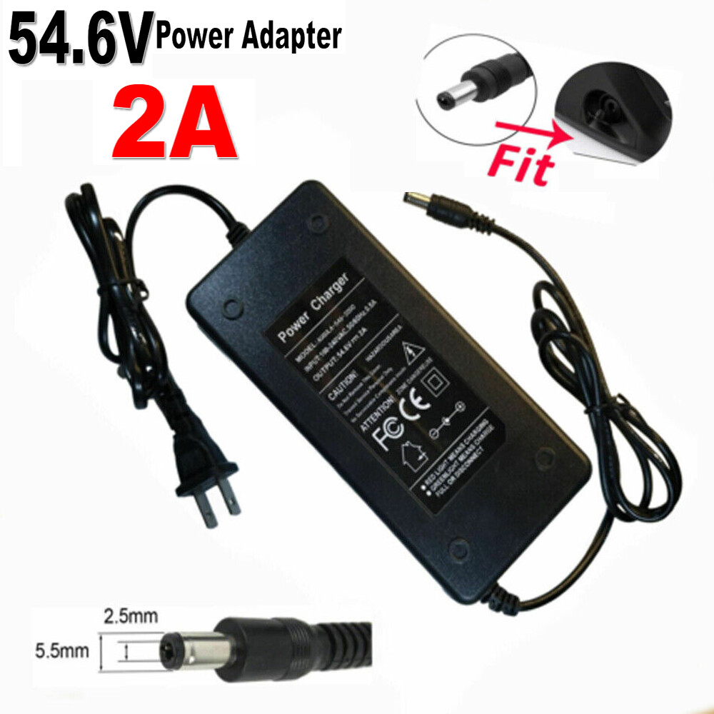 54.6V 2A Charger Adapter For 48V Li-ion Battery Ebike Electric Bike Scooter US