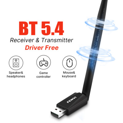 USB Bluetooth Adapter for PC Windows Bluetooth 5.4 Dongle Receiver Plug and Play