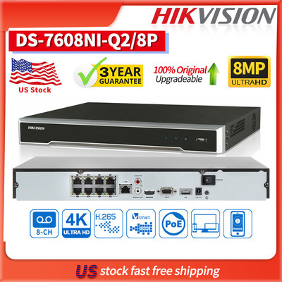 Hikvision 8CH NVR 8 CHANNEL 2-SATA PORT POE H.265 DS-7608NI-Q2/8P 4K-UHD 8MP 4K