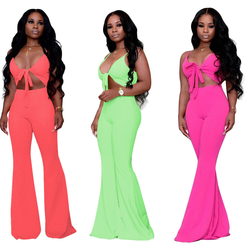 spaghetti neck long jumpsuit