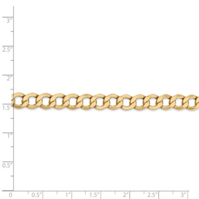 Pre-owned Superdealsforeverything Real 14kt Yellow Gold 6.5mm Semi-solid Curb Link Chain Chain Bracelet; 7 Inch