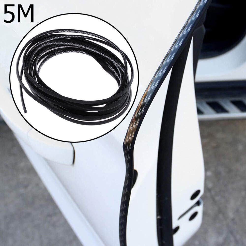 5M Carbon Fiber Car Door Moulding Scratch Protector Strip Edge Guard Trim Rubber