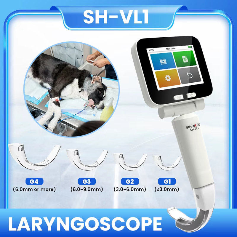 Veterinary Video Laryngoscope Reusable Laryngoscope 3.5" Display Touch Digital V