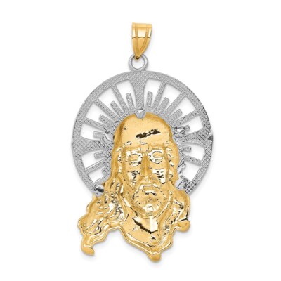 Pre-owned Skyjewelers Real 14kt Tri-color Diamond-cut Christ Pendant
