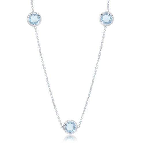 Pre-owned Classic Women's Necklace Sterling Silver Bezel-set 26.964cttw Blue Topaz, 32inch