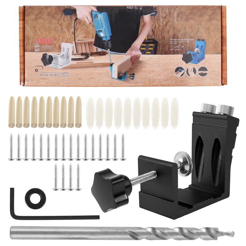 46X15° Pocket Hole Wood Tool kit Screw Jig Dowel Drill Set Angle Hole Locator AA