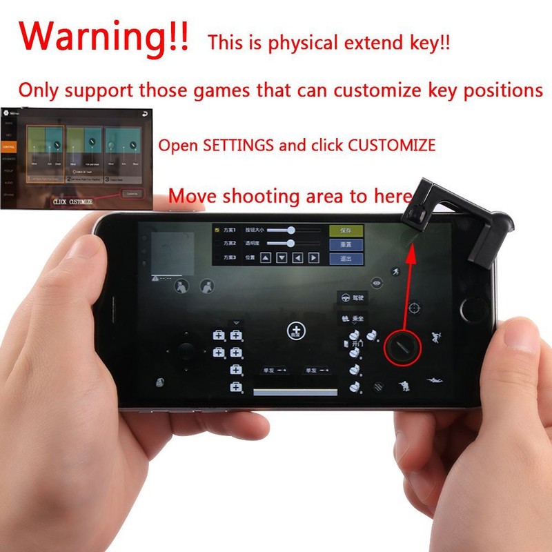 Pair PUBG Mobile Survival Rules Cell Phone Shooting Game Gamepad Trigger Black