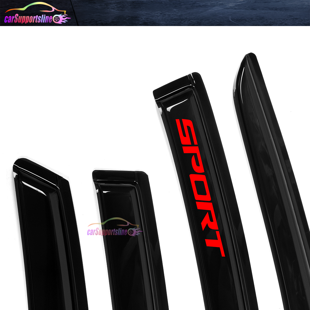 Fits 13-18 Nissan Altima Sedan Window Visor Smoke Vent Shade Guard w/ Red Sport