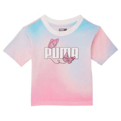 

Футболка с круглым вырезом и короткими рукавами Puma Butterfly Pack с графическим принтом для девочек дошкольного возраста, Розовый, Puma Butterfly Pack Graphic Tie Dye Crew Neck Short Sleeve T-Shir