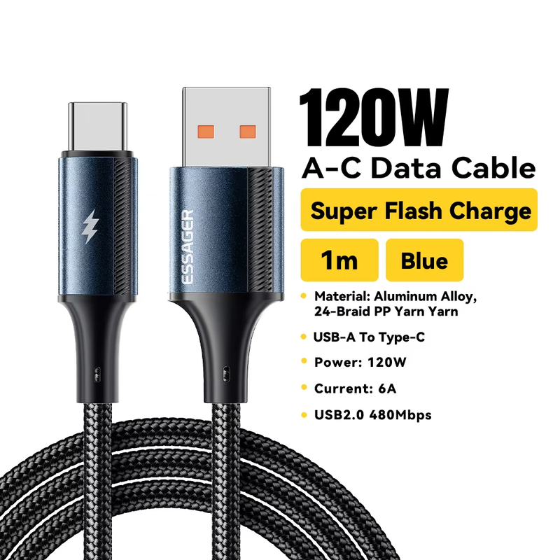 120W 6A Fast Charging Cable Type C Quick Charge Cable For Xiaomi 14 Ultra Huawei