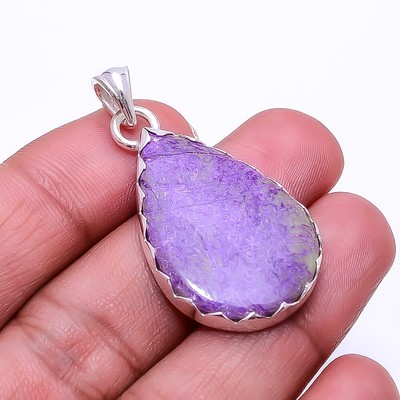 Variscite In Purpurite -Faires Tin Mine 925 Sterling Silver Pendant 1.56'' P15