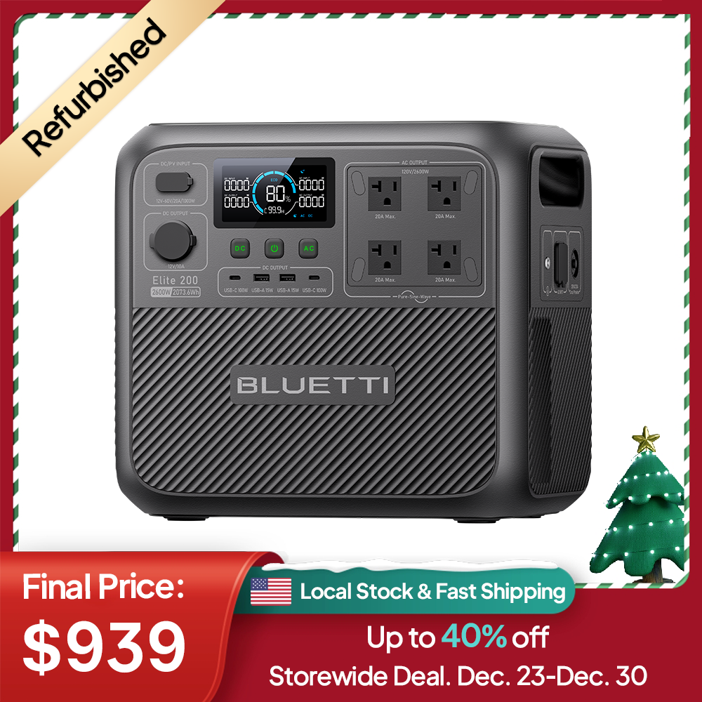 BLUETTI Elite 200V2 2600W 2073Wh Portable Power Station for RV/ Home Backup