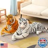 GracesDawn Stuffed Animals-Tiger 26.8 inches (Including Tail Size), Plush Animal Cat for Jungle Theme, Decoration, Cuddling, Ideal Gift for Children (White Tiger)