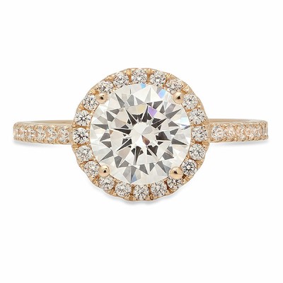 Pre-owned Pucci 1.85ct Round Vvs1 Bridal Wedding Engagement Halo Ring Band Solid 14k Yellow Gold In White/colorless