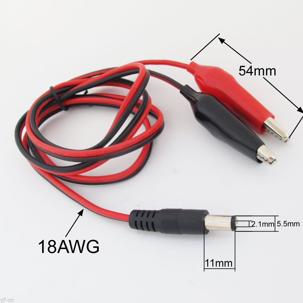 DC 5.5mm x 2.1mm DC Female//Male Jack Connector to 2 Alligator Clip Power Cable/_7