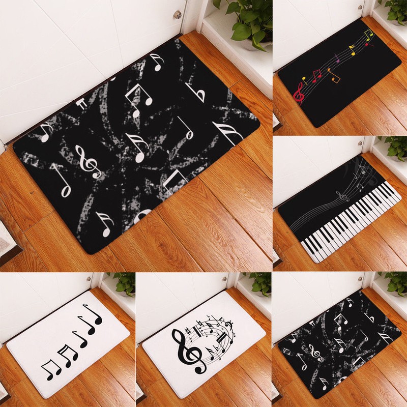 Bathroom Kitchen Entrance Door Mat Music Rhyme Notes Printed Floor Carpet