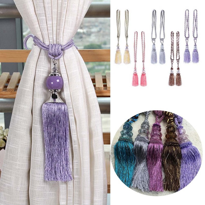 Decor Fringe Tie Window Holdback Buckles Crystal Tassel Beaded