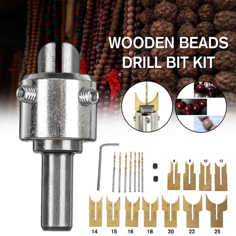 16pcs Wooden Bead Maker Beads Drill Bits Milling Cutter Set Tool Kit`Woodworking