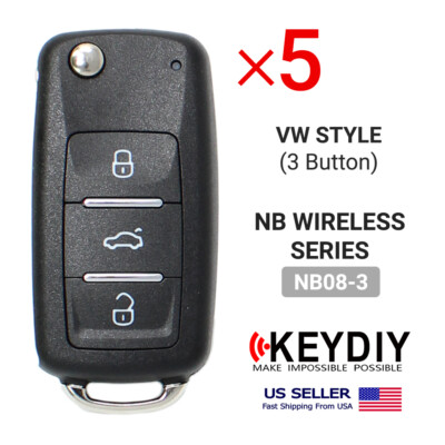 5x KEYDIY KD Universal Car Flip Remote Wireless Key For VW Style 3 Button NB08-3