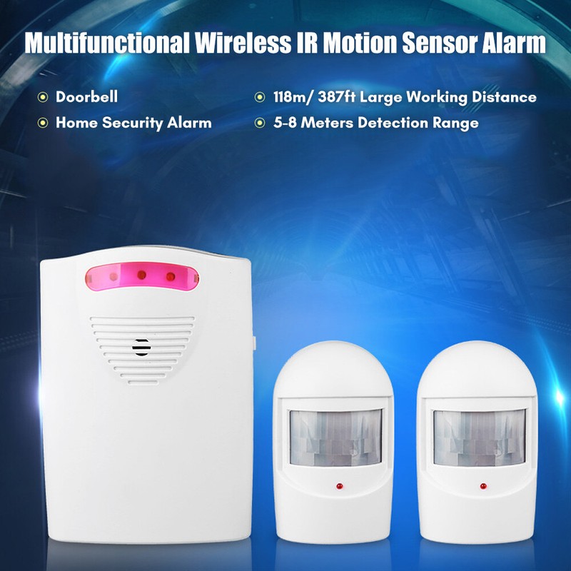 Home Security Wireless Outdoor Driveway Alarm Doorbell 2 Motion Sensor