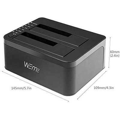 USB 3.0 SATA Dual-Bay External Hard Drive Docking Station Offline Function For 