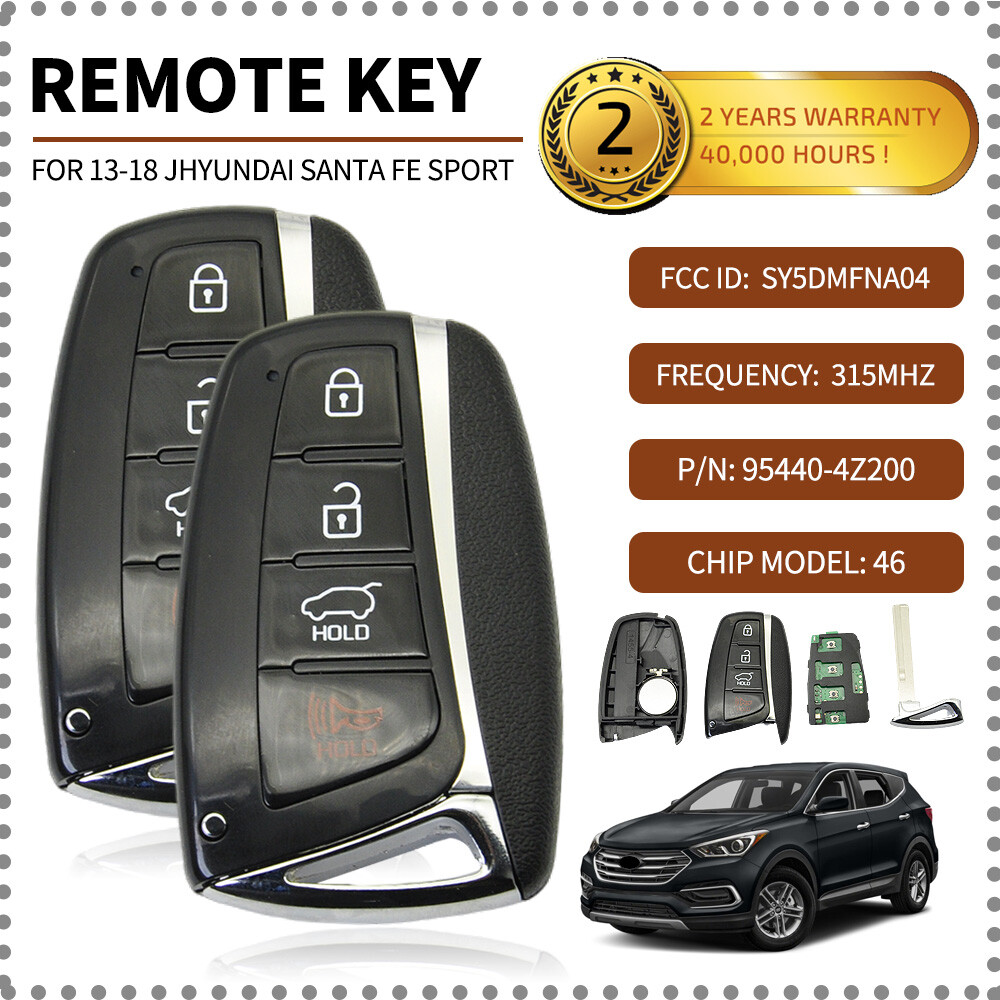 2 × For 2018-2013 Hyundai Santa sport Smart Remote Key fob 4 Button 95440-4Z200