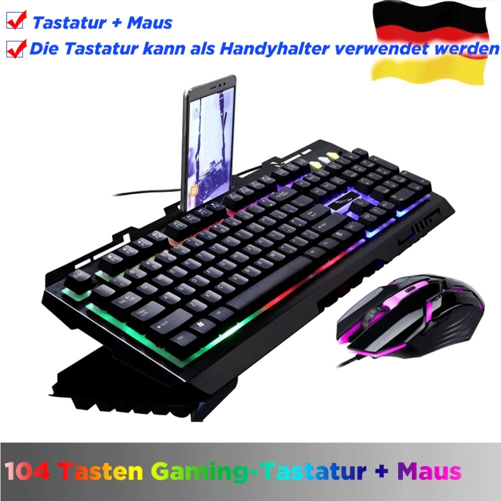 USB Gaming Tastatur Maus Set LED Beleuchtete Tastaturen ...