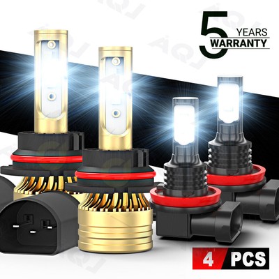 For Nissan Frontier 2005-2018 - 4PC 6000K LED Headlight Hi-Low + Fog Light Bulbs