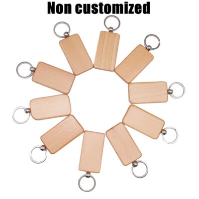 10pcs Rectangle Wood Keychain Blank Diy Tags Personalized Wood Accessories Gifts