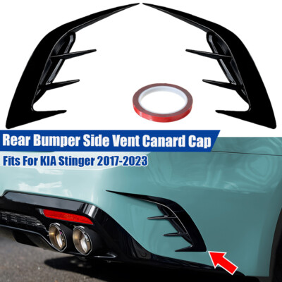 2pcs For KIA Stinger GT 2017-2023 Gloss Black Rear Bumper Side Vent Canard Cover