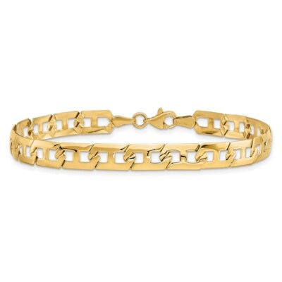 Pre-owned Superdealsforeverything Real 14kt Yellow Gold Polished Fancy Link Chain Bracelet; 7.5 Inch