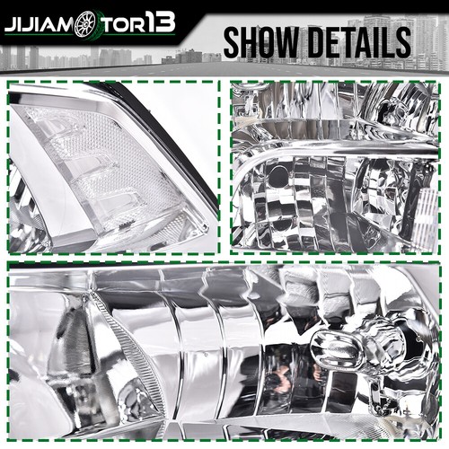 Fit For 09-12 Ram 1500 - 3500 Chrome Housing Clear Corner Headlight Head Lamp