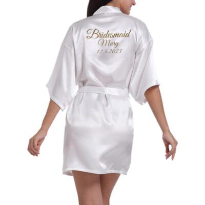 Personalized Womens Satin Robe Wedding Bridesmaid Bride Prom Party Dressing Gown