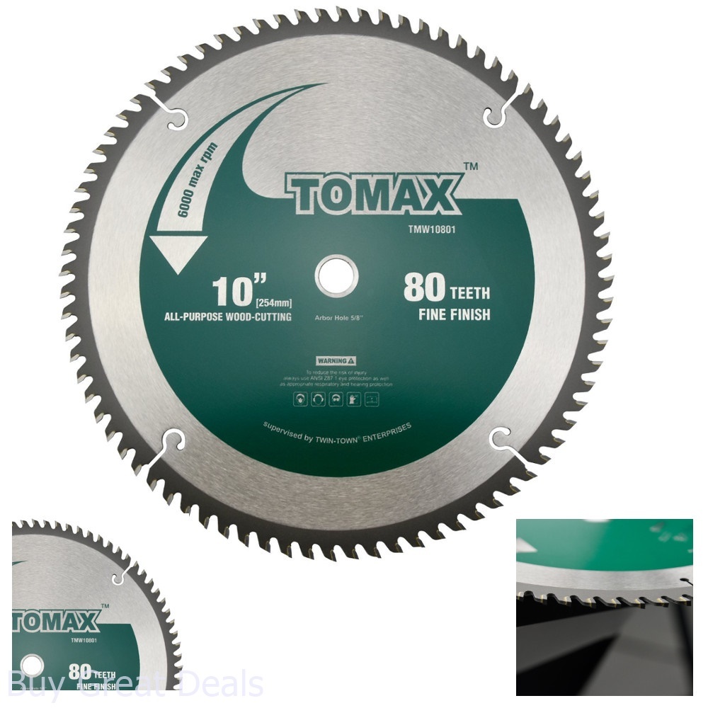 Saw Blade Miter Table Fine Finish Arbor Tool Tomax 10 Inch 80 Tooth 5 8 Inch 712190580506 Ebay