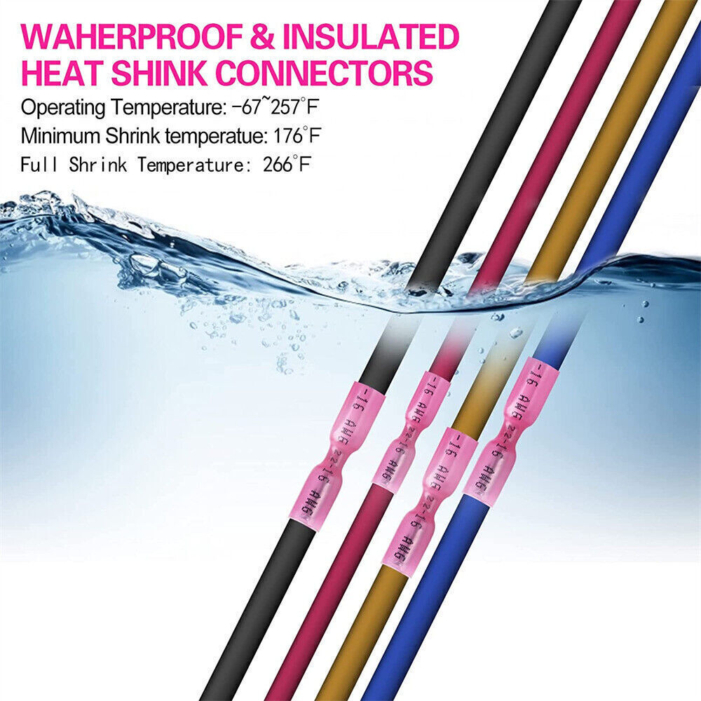 50/220PCS Heat Shrink Male Female Spade Wire Connectors Terminals Waterproof USA