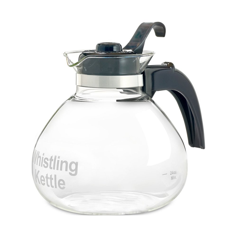 Caf&eacute; Brew Collection Stovetop Schott Glass Whistling Kettle, Clear, 12 Cup