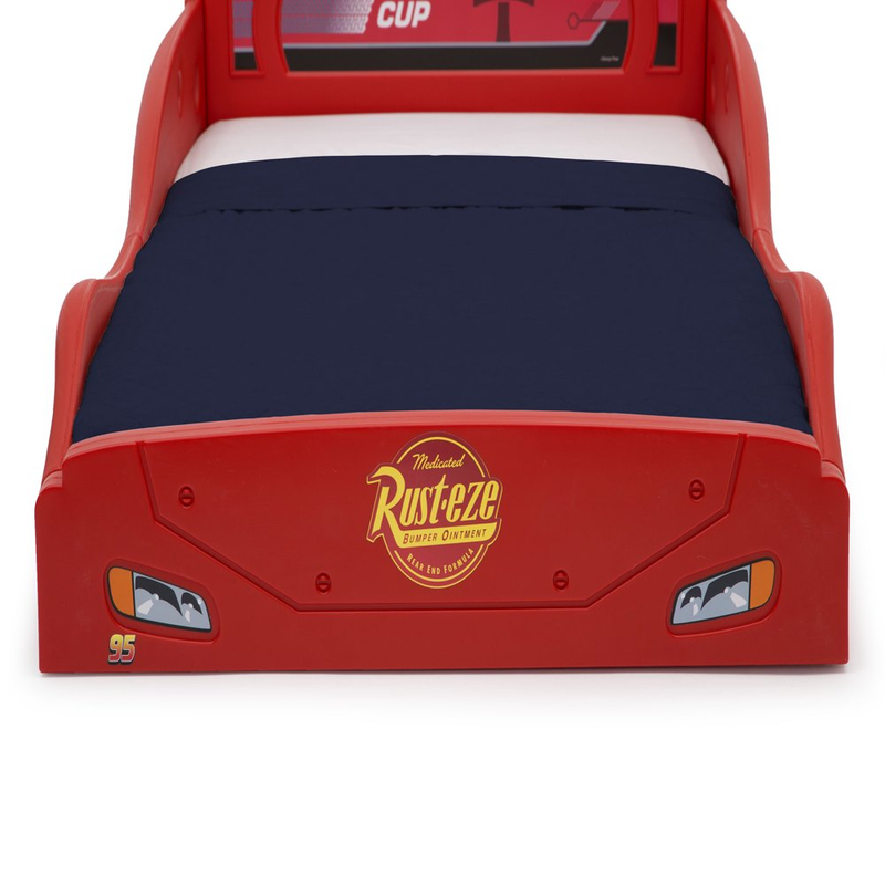 Pixar Cars Lightning Mcqueen Toddler Bed Frame Durable Plastic Kids Bo ...