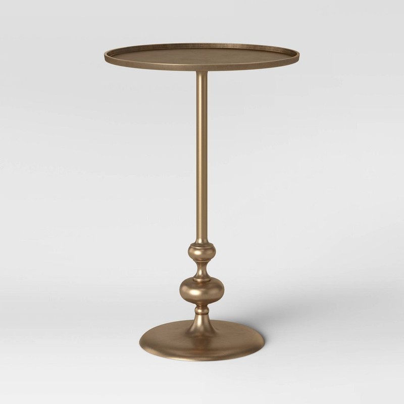 Londonberry Turned Accent Table Large Brass - Threshold