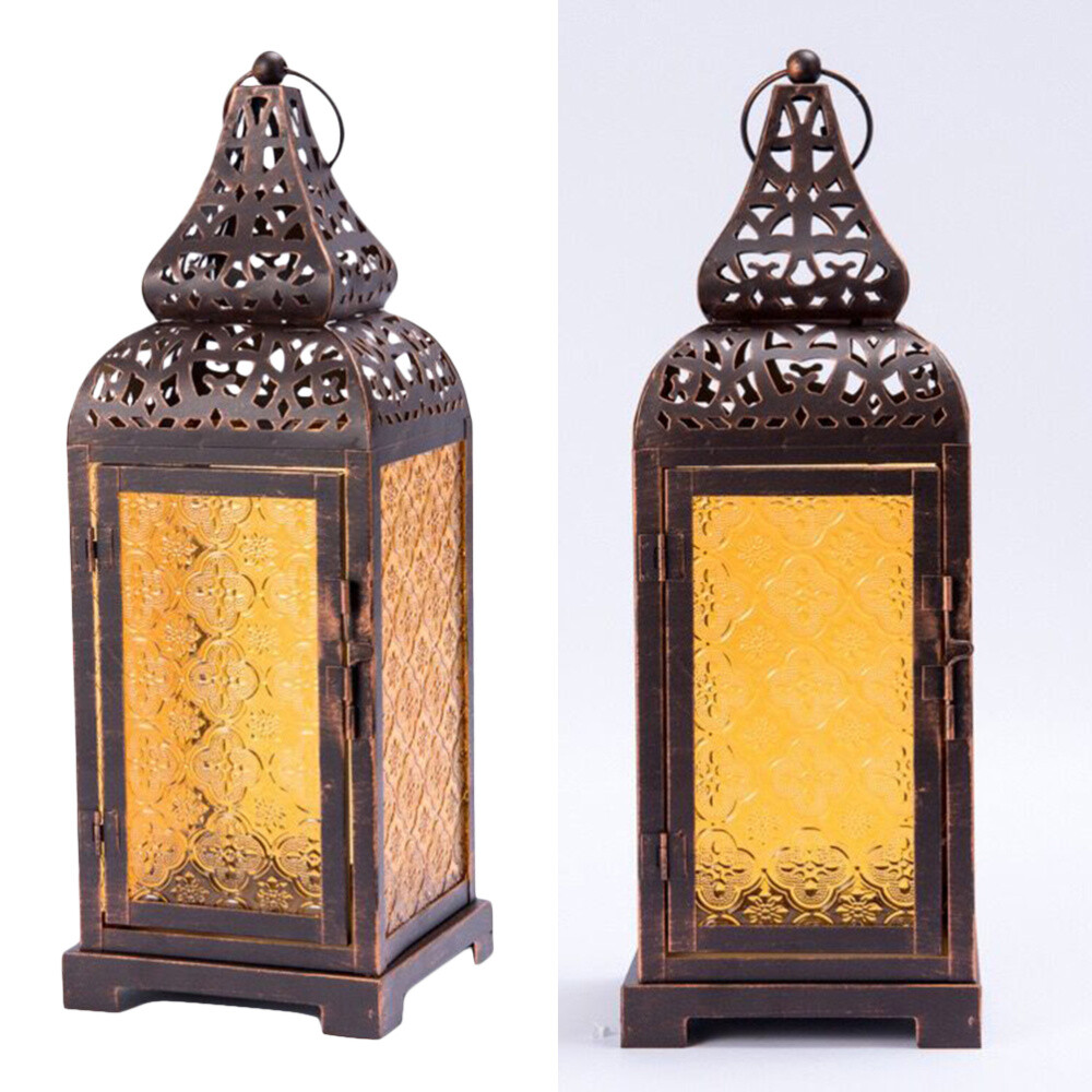 1pc Moroccan Light Color Glass Hanging Lamp Candle Holder Lantern