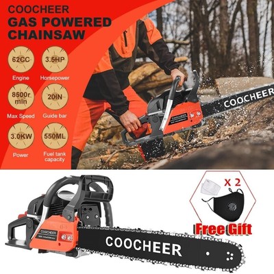 62CC GAS Chainsaw GASOLINE Powered Chain Saw Engine Cutting,2 CYCLE 20
